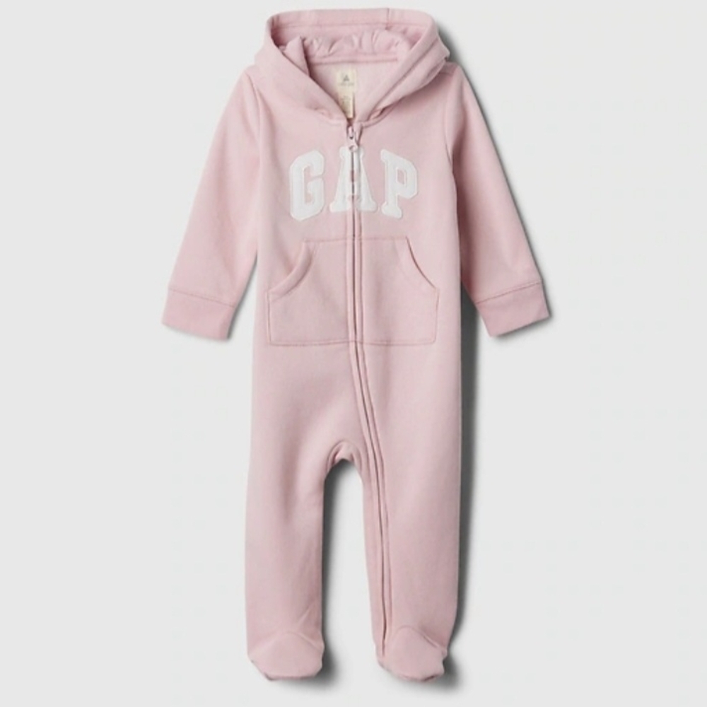 Baby GAP Logo Cozy Pink Footed One-Piece 3-6mo Warm Winter Snow
